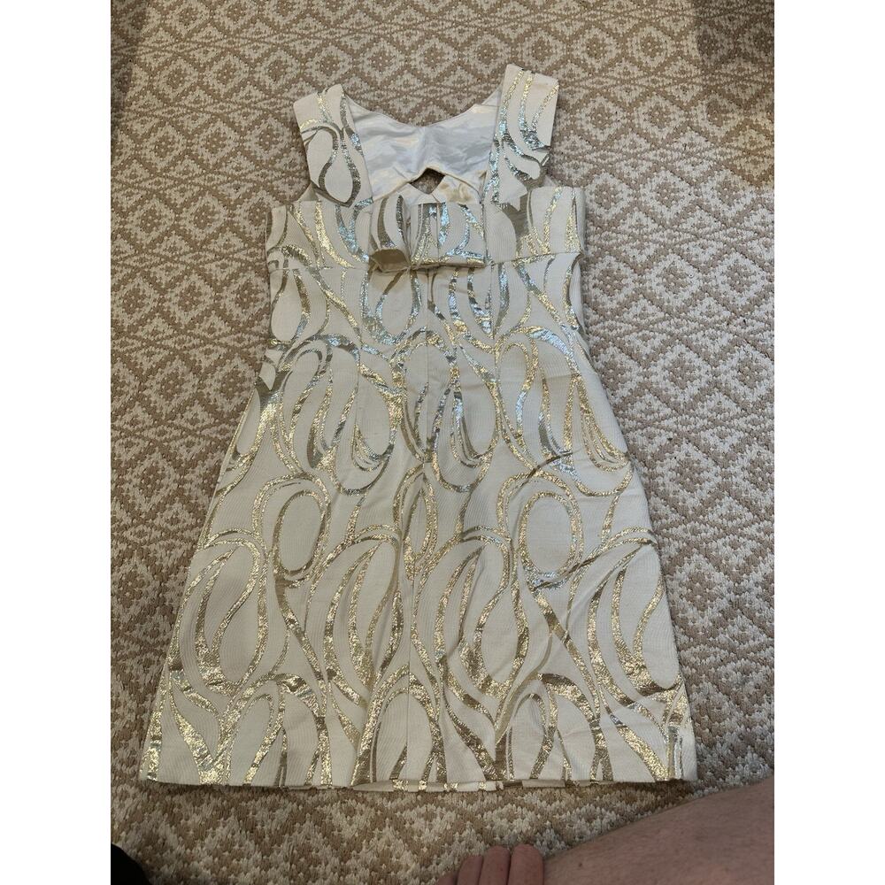 Milly New York Girls Dress Size 6 Gold Metallic Brocade Sleeveless Holiday Party